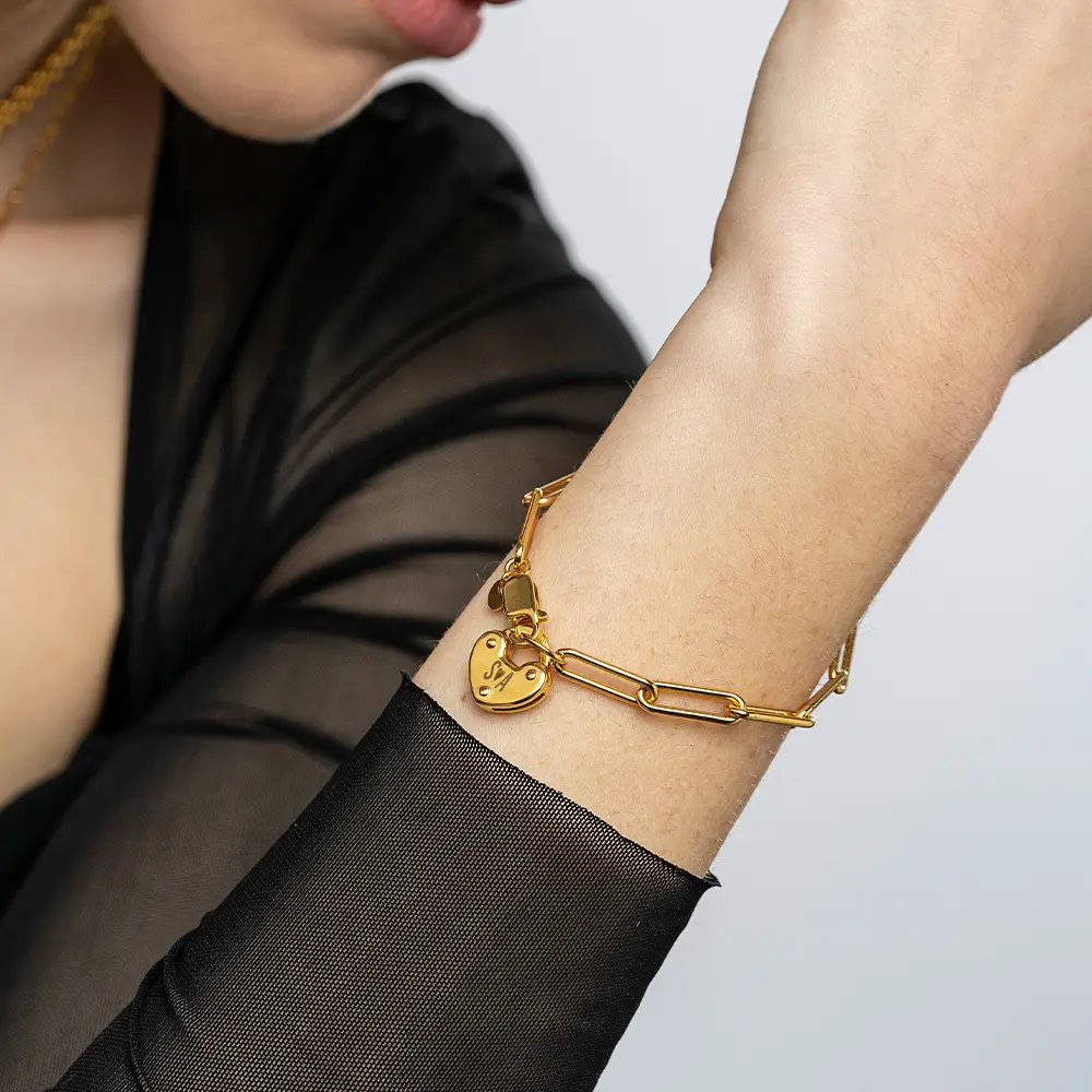 Heart Charm Lock Bracelet