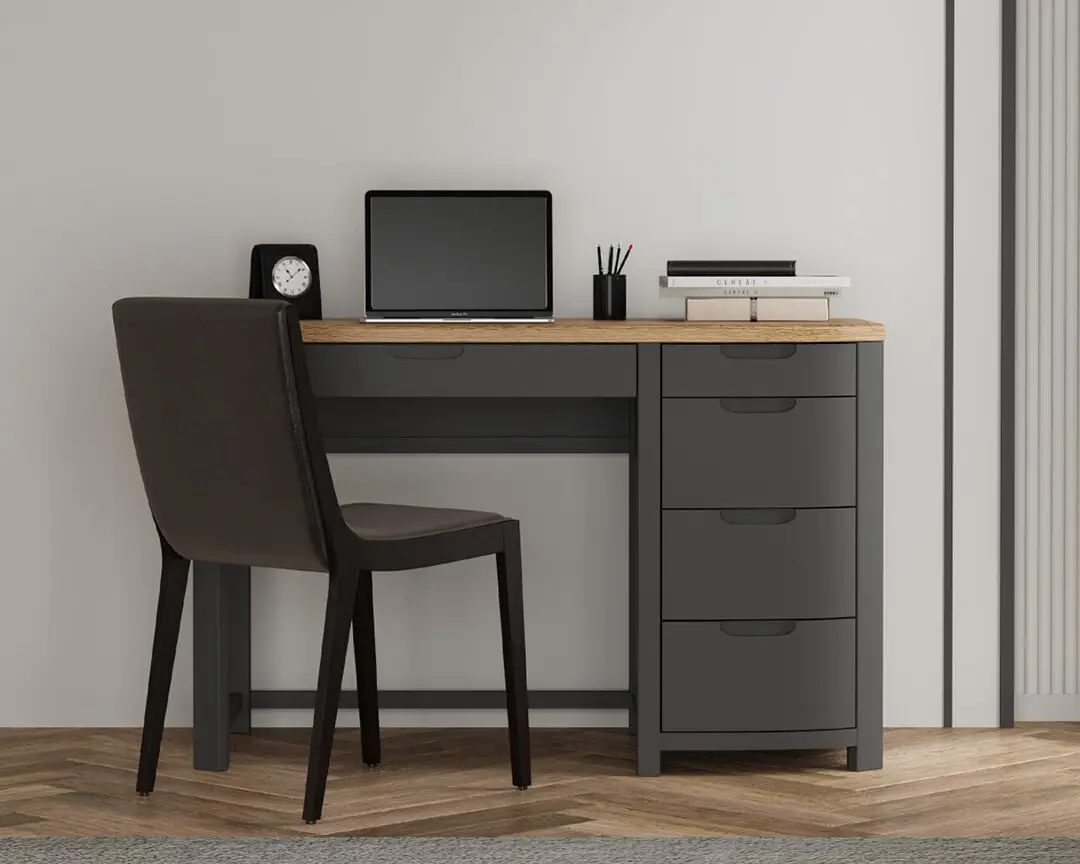 Oak and Charcoal Painted Computer Desk