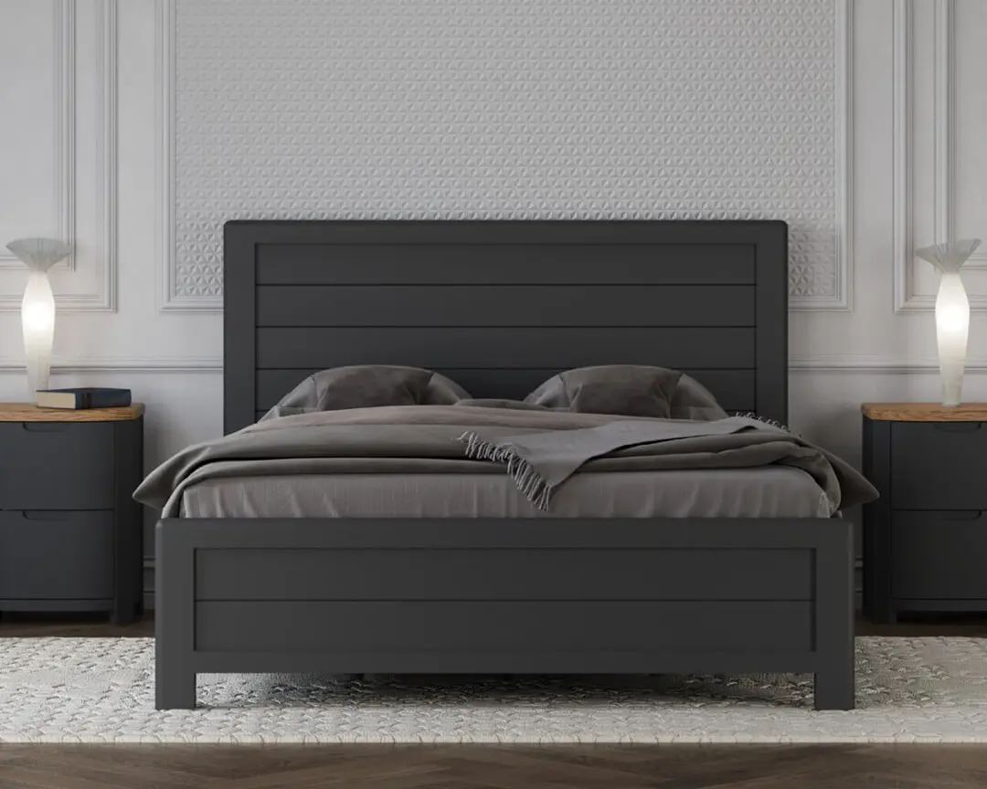 Oak and Charcoal Painted King Size Bed